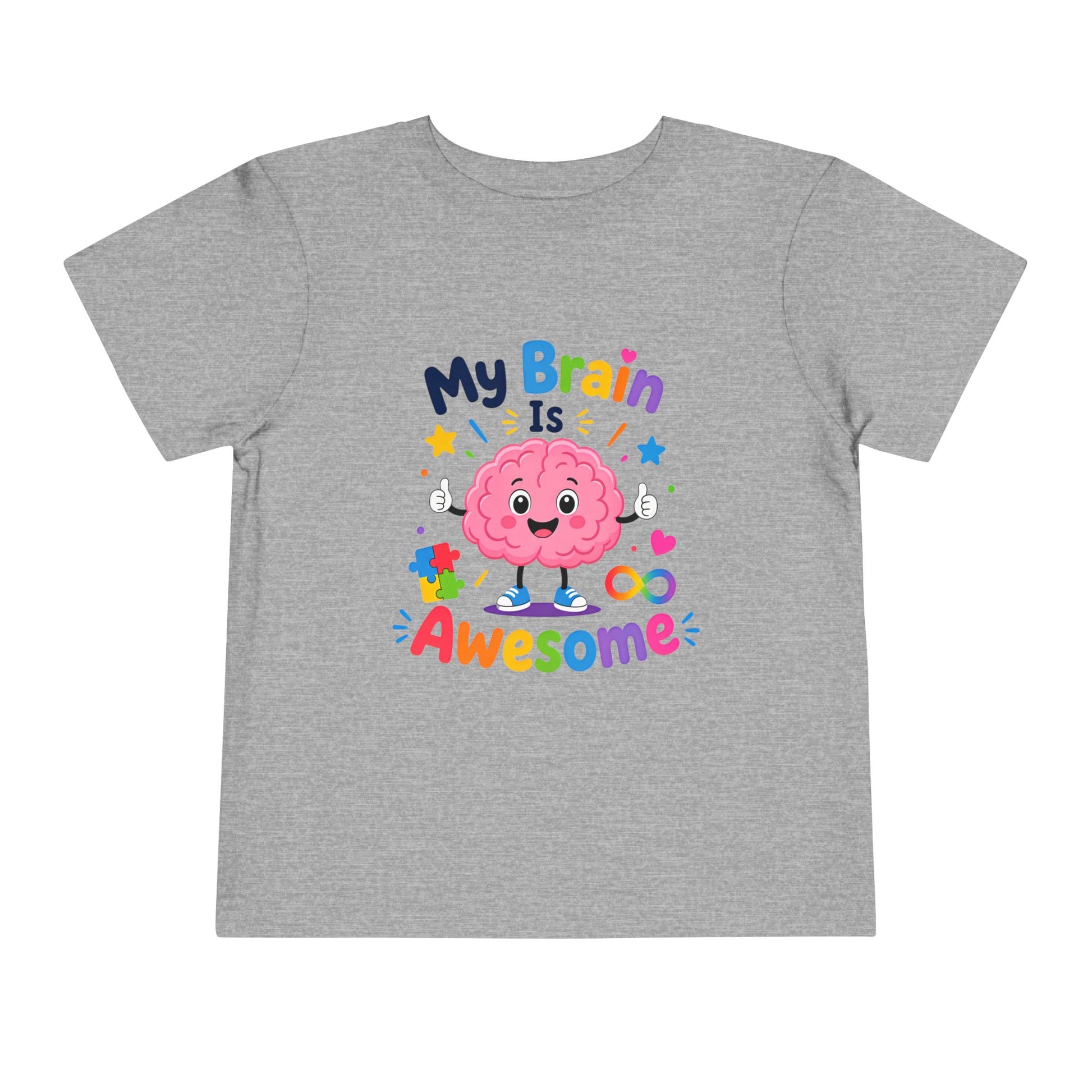 Toddler Tee — "My Brain Is Awesome" Cute Brain Graphic Kids T‑Shirt - Athletic Heather, 5T image