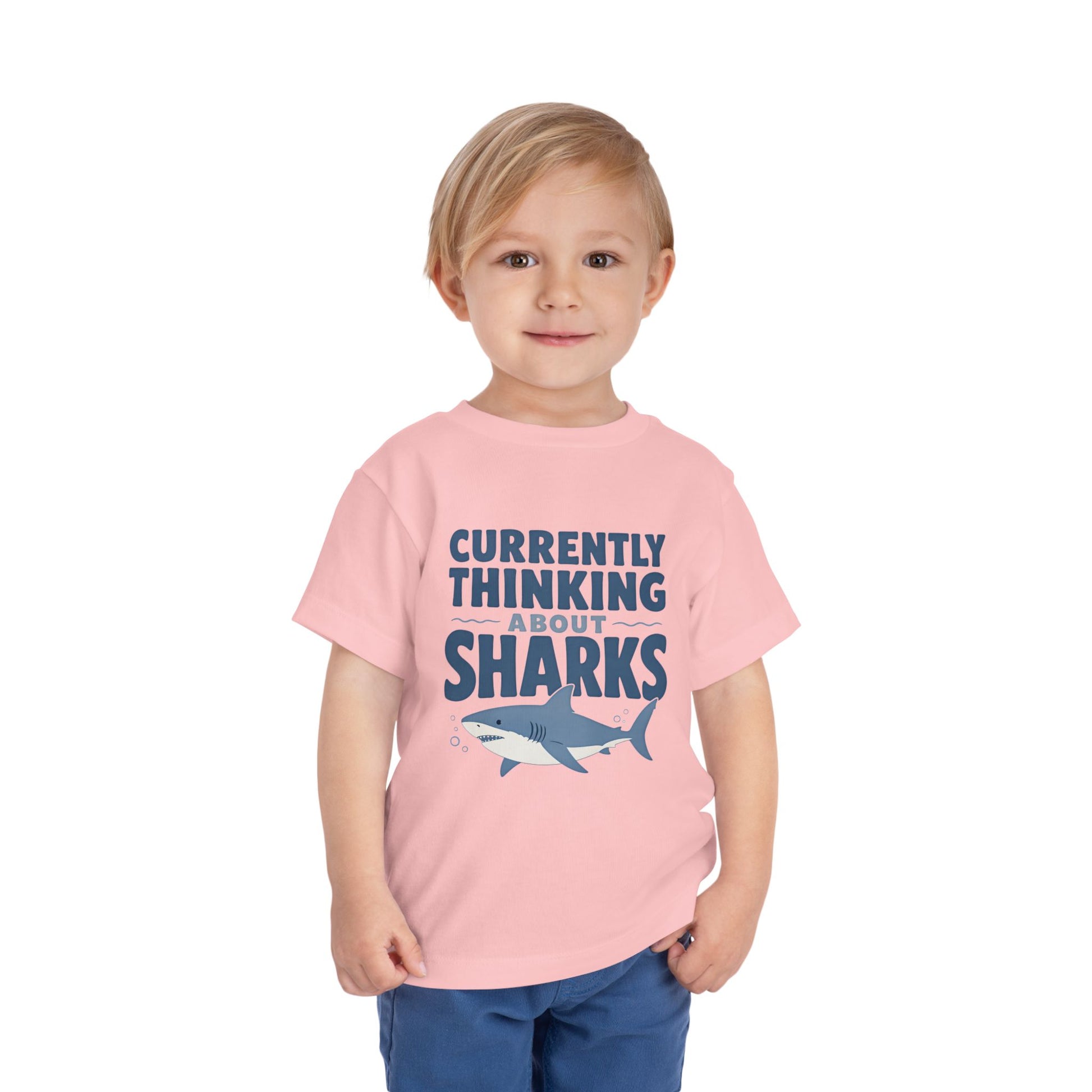 Toddler Tee - "Currently Thinking About Sharks" Cute Shark Graphic Shirt for Kids image 22