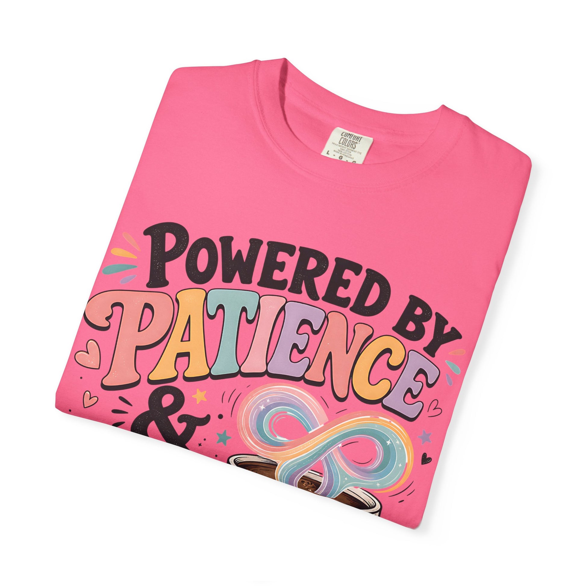 Autism Mom T-Shirt — "Powered by Patience &amp; Coffee" Graphic Tee image 46