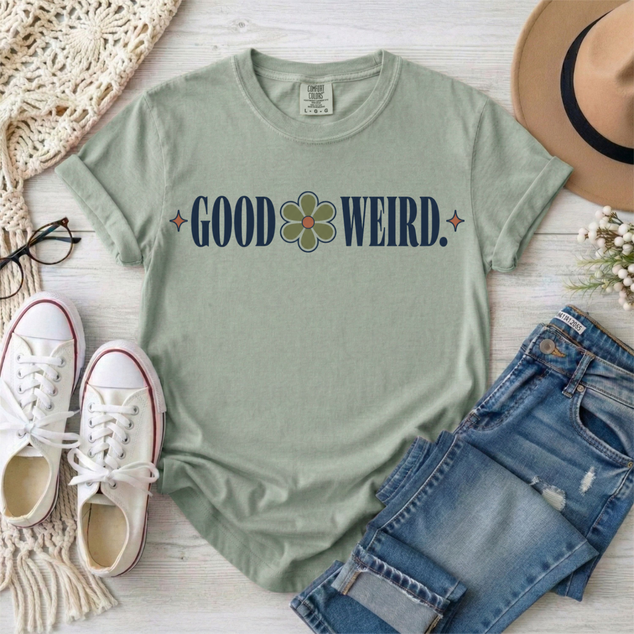 Good Weird T‑Shirt — Retro Clover Graphic Tee
