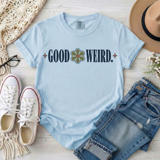 Good Weird T‑Shirt — Retro Clover Graphic Tee