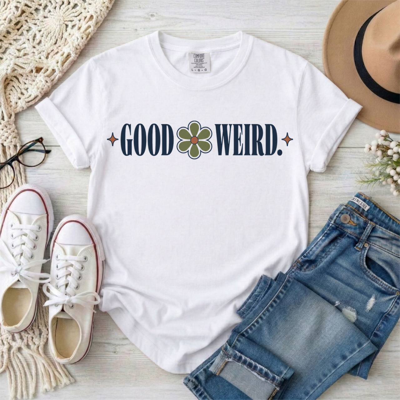 Good Weird T‑Shirt — Retro Clover Graphic Tee