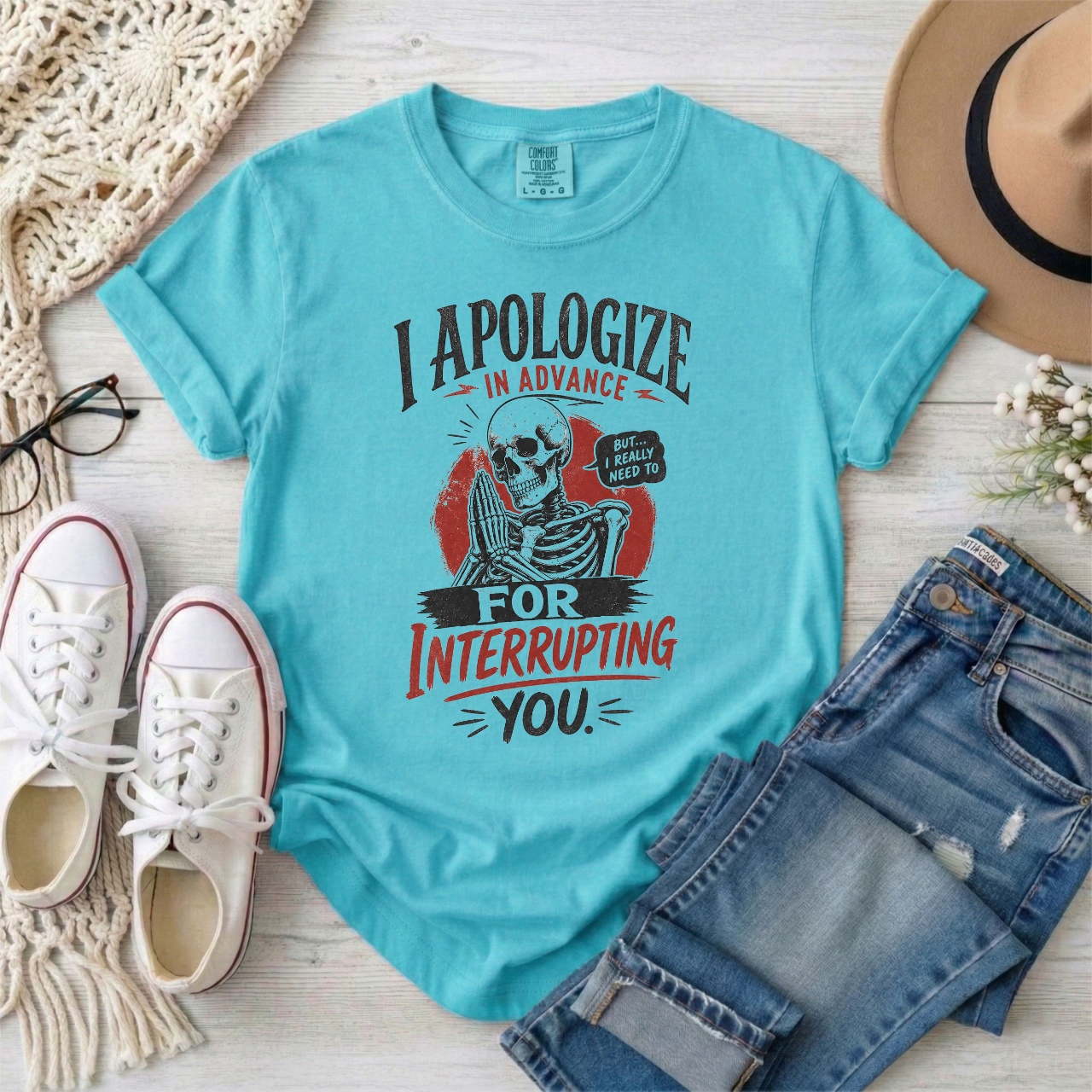 "I Apologize in Advance for Interrupting You" Skeleton Graphic T-Shirt —Funny Goth Tee