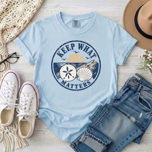 "Keep What Matters" Coastal Shells Graphic T-Shirt