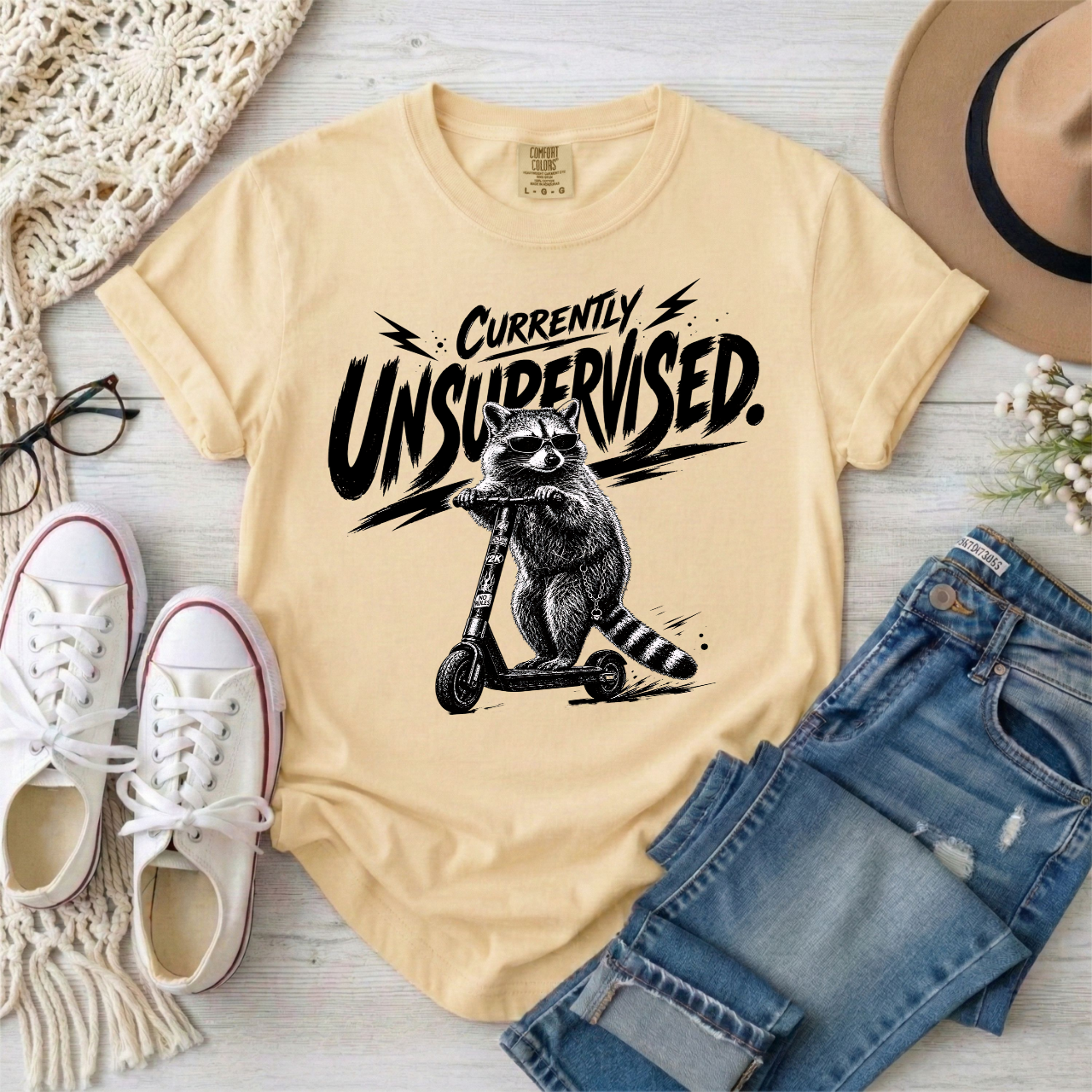 Currently Unsupervised Raccoon T-Shirt ASD ADHD Humor