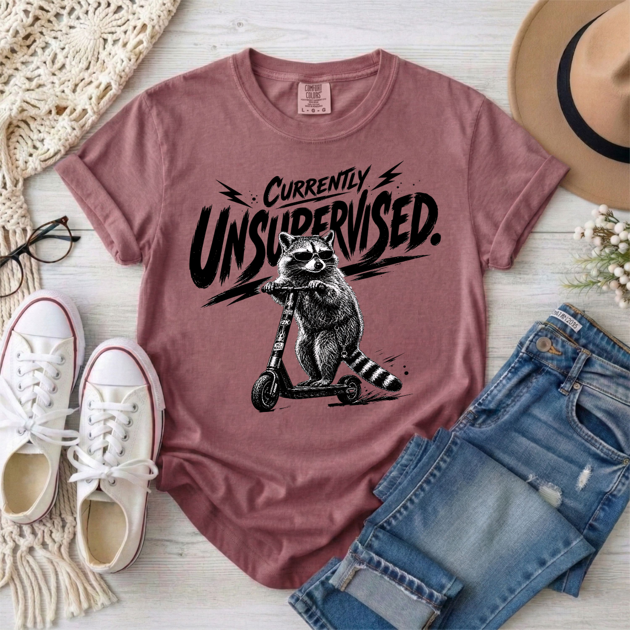Currently Unsupervised Raccoon T-Shirt ASD ADHD Humor