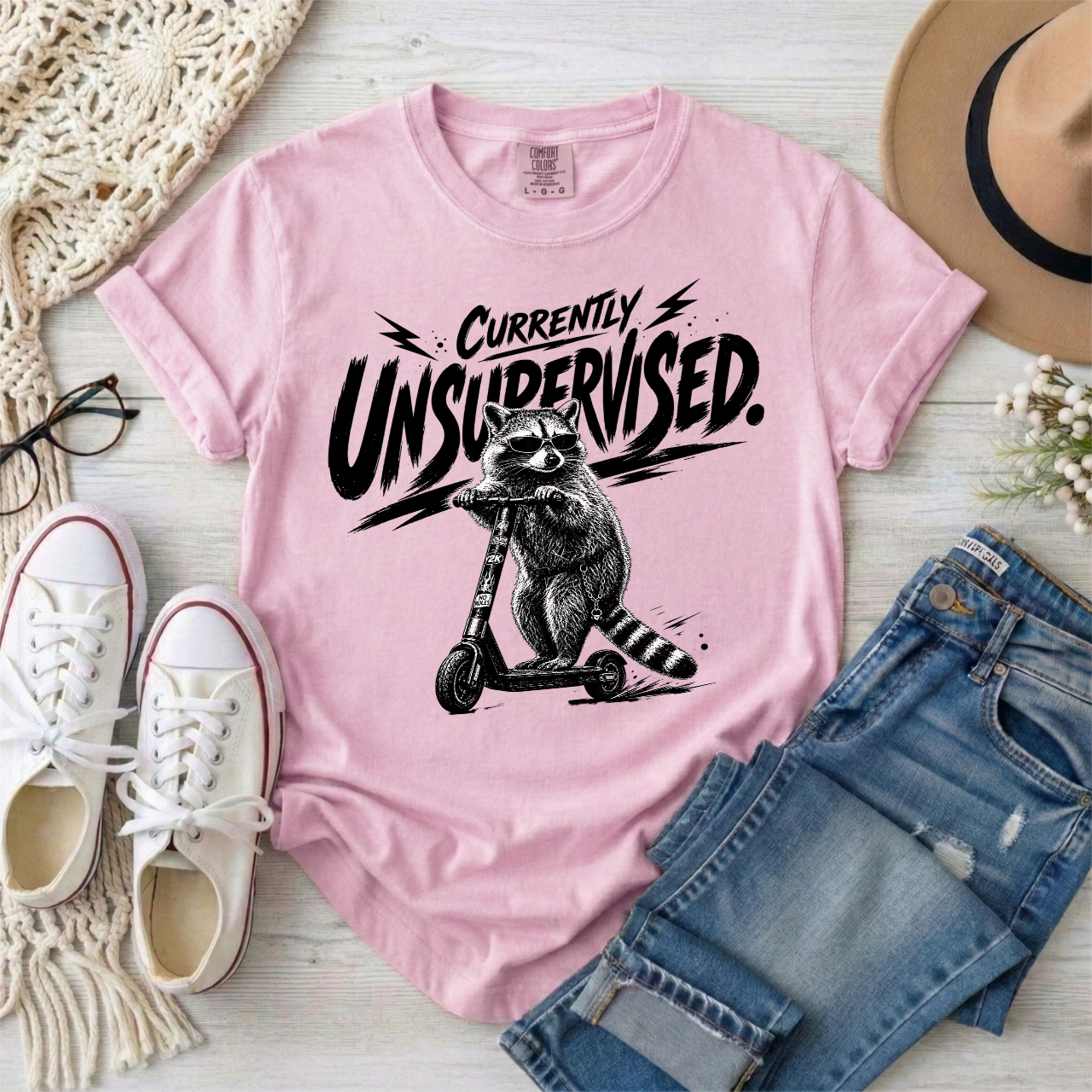 Currently Unsupervised Raccoon T-Shirt ASD ADHD Humor