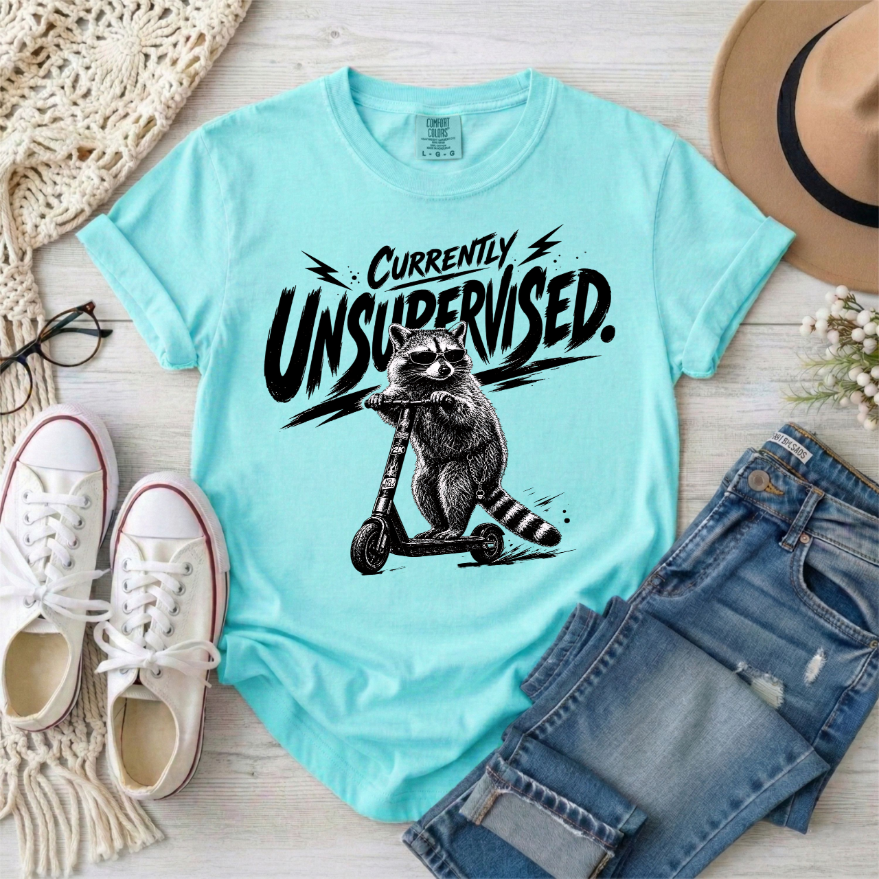 Currently Unsupervised Raccoon T-Shirt ASD ADHD Humor