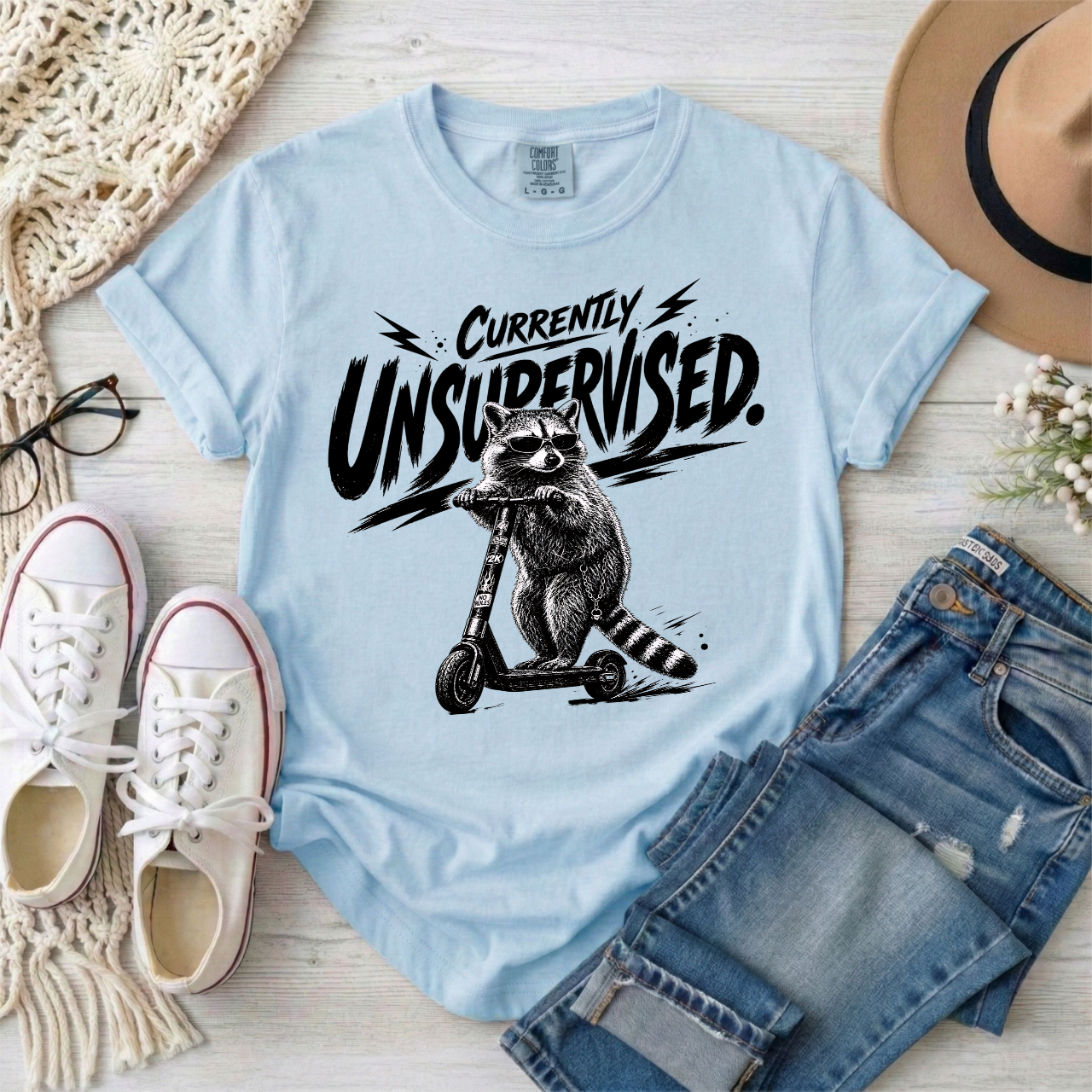 Currently Unsupervised Raccoon T-Shirt ASD ADHD Humor