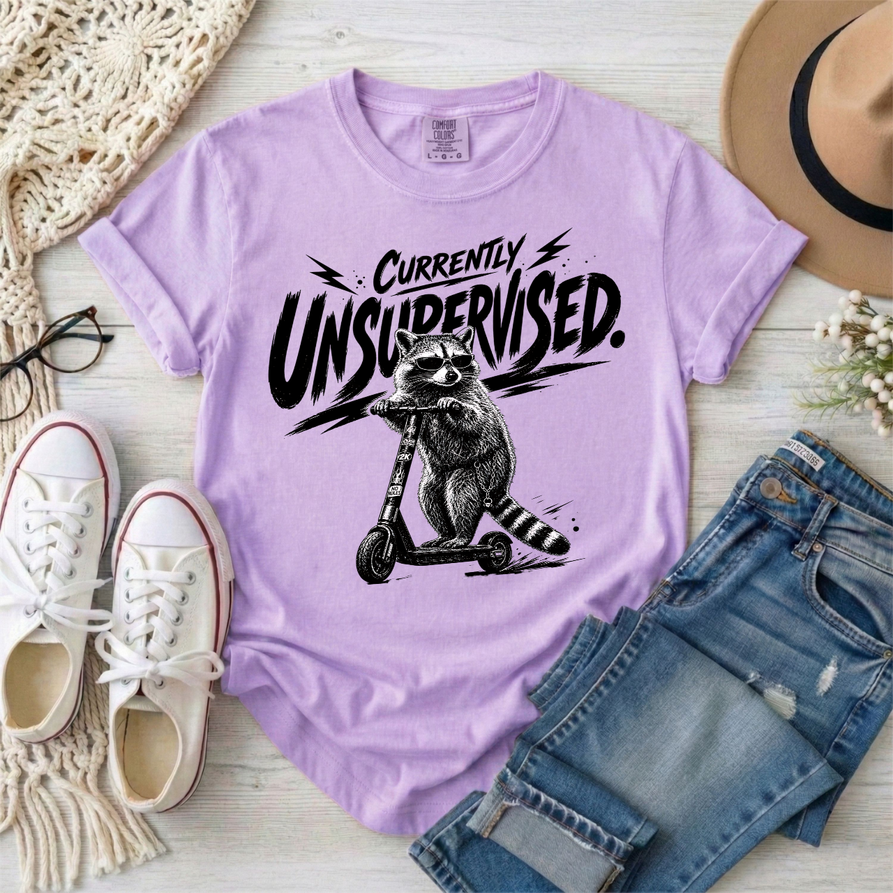 Currently Unsupervised Raccoon T-Shirt ASD ADHD Humor