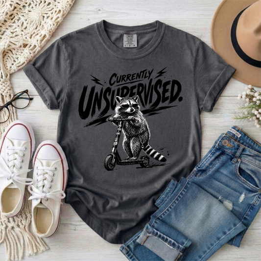Currently Unsupervised Raccoon T-Shirt ASD ADHD Humor
