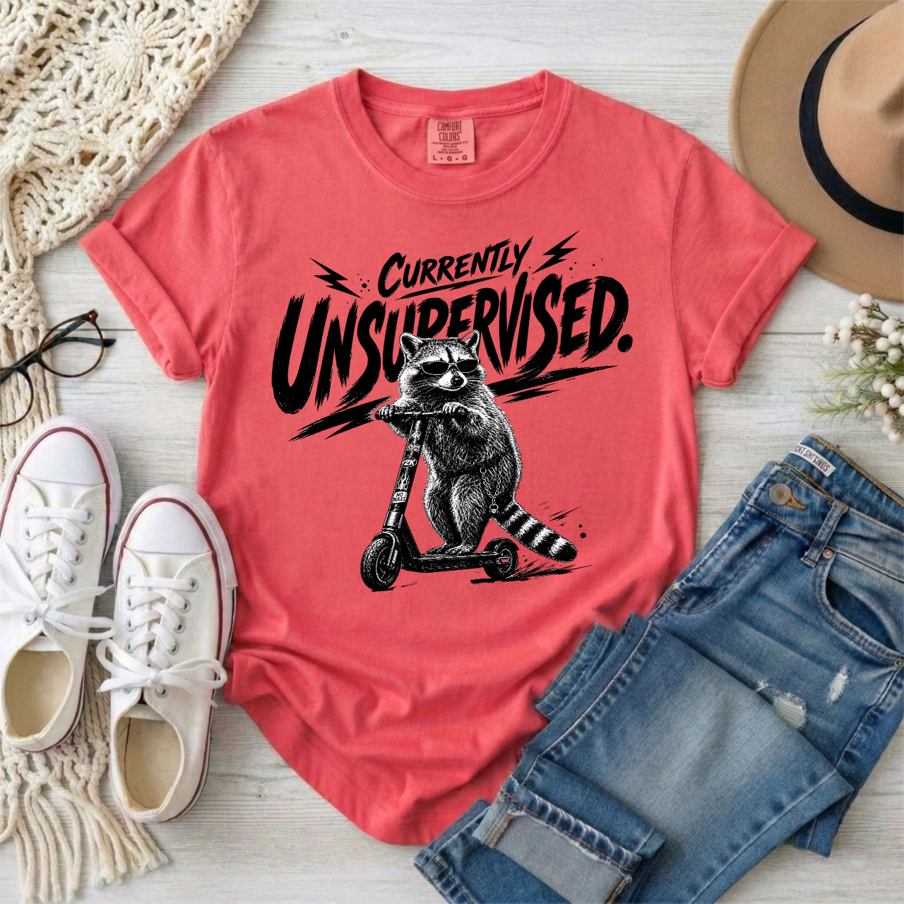 Currently Unsupervised Raccoon T-Shirt ASD ADHD Humor